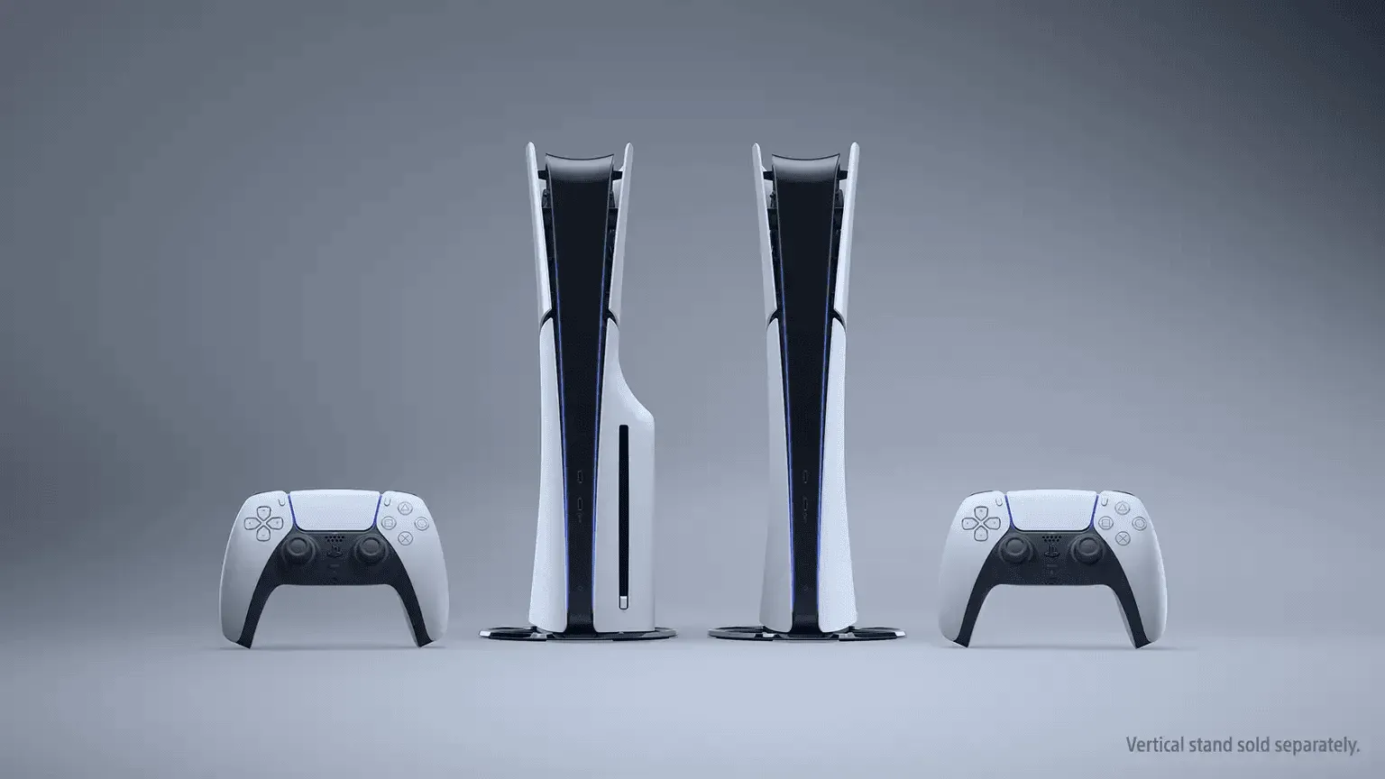 PS5 and PS5 Digital Edition with DualSense wireless controllers.