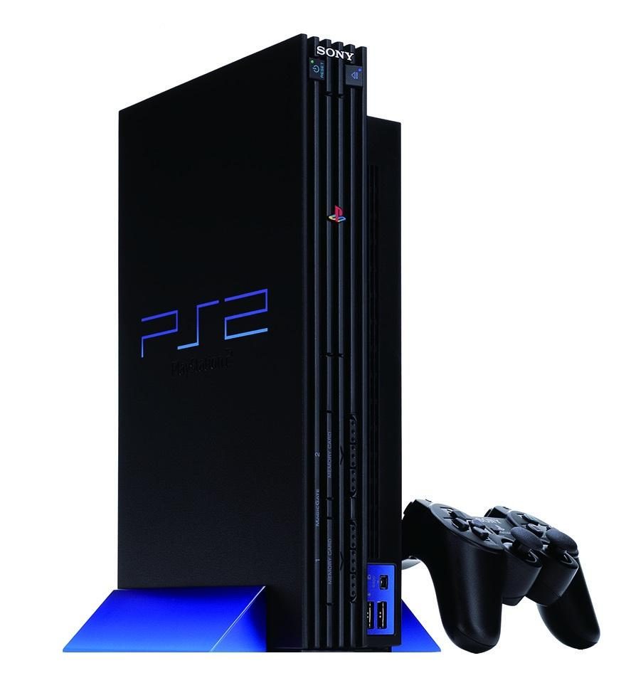 PlayStation2のコンソールとコントローラーの写真
