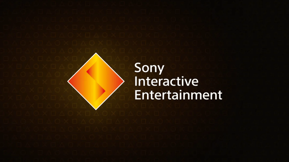 ソニー・インタラクティブエンタテインメントSIEの公式ロゴ。プレイステーションのアイコンが薄く並ぶ暗い背景。